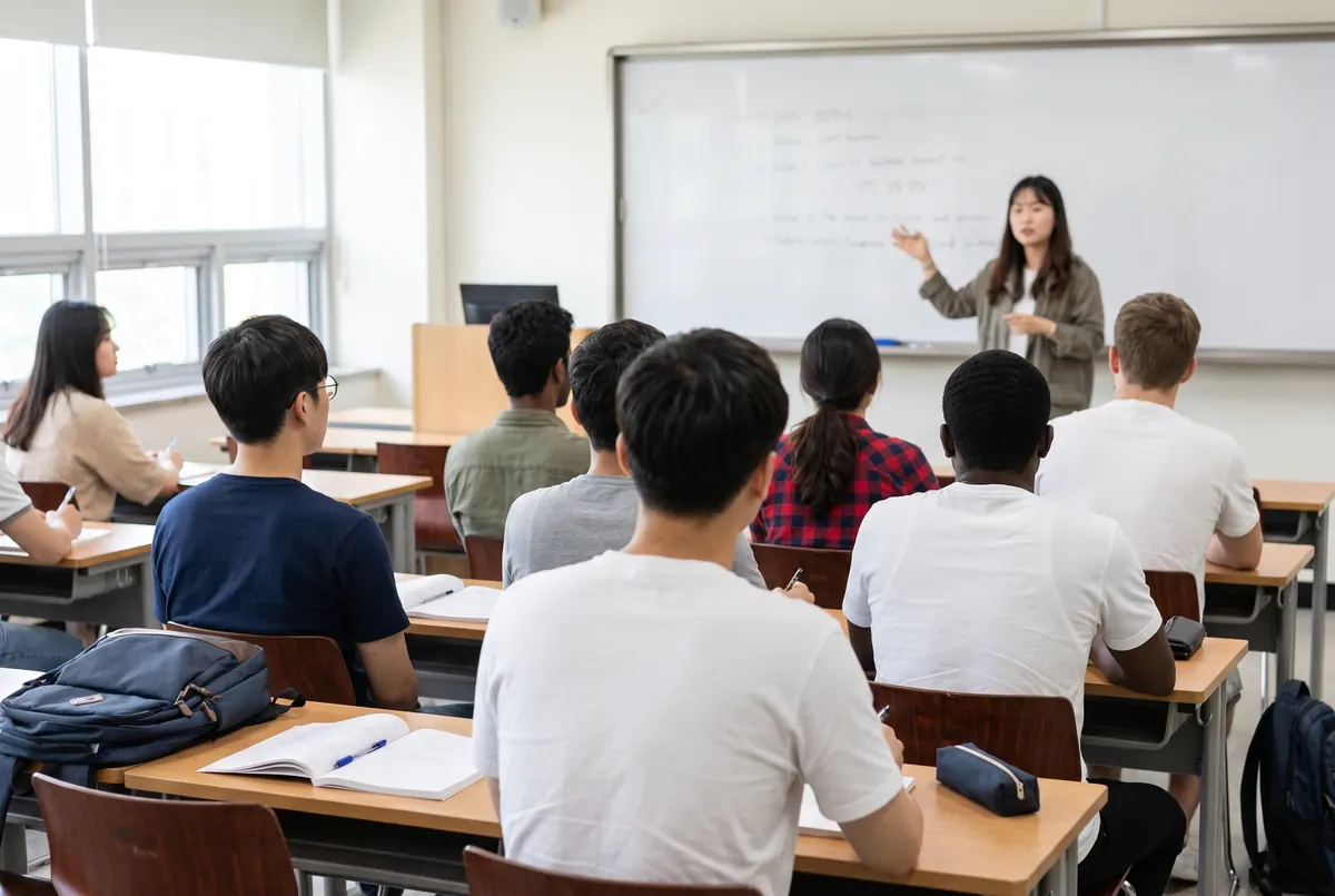 International students in a Korean language class